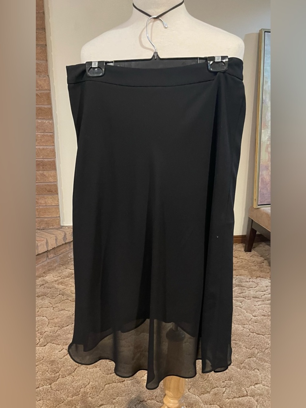Jessica Classic Black Chiffon Midi Skirt